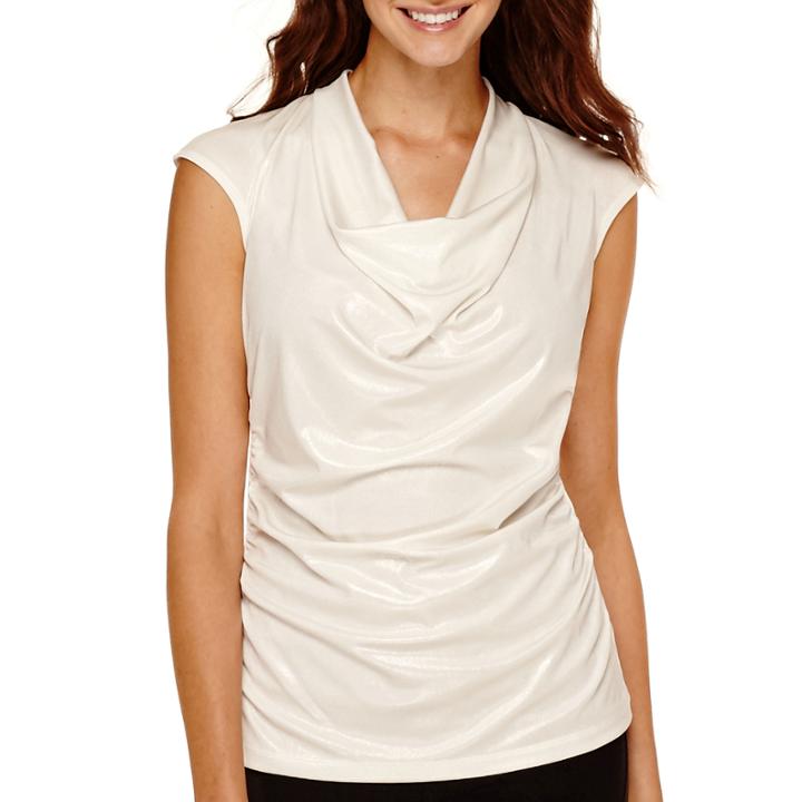 Worthington Cap-sleeve Side-ruched Top - Petite