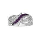 Limited Quantities 3/8 Ct. T.w. White And Color-enhanced Purple Diamond Bypass Ring