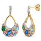18k Gold Over Silver Multi Color Topaz Cluster Drop Earrings Featuring Swarovski Genuine Gemstones
