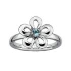 Personally Stackable Lab-created Blue Topaz Sterling Silver Flower Ring