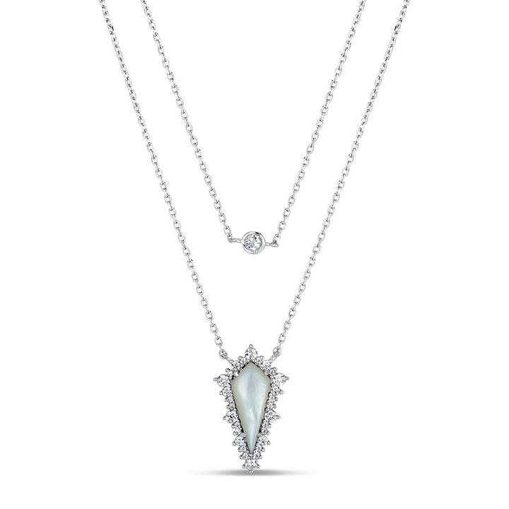 Womens White Mother Of Pearl Strand Necklace