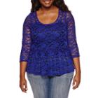 Decree 3/4-sleeve Lace Peplum Top - Juniors Plus
