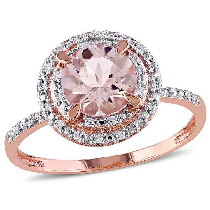 Modern Bride Gemstone Womens Pink Morganite 10k Gold Engagement Ring