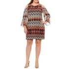 R & K Originals Long Sleeve Chevron Sheath Dress-plus