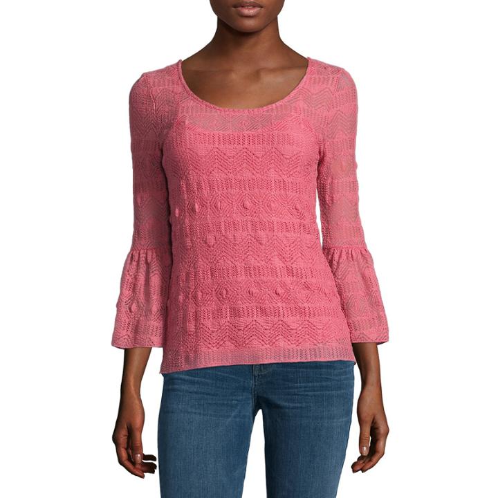 A.n.a. Lace Bell Sleeve Top