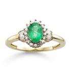 Genuine Emerald & 1/4 Ct. T.w. Diamond 10k Gold Ring
