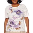 Alfred Dunner Fields Short-sleeve Pointelle Floral Top - Plus