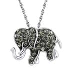 Sterling Silver Black Crystal Elephant Pendant Necklace