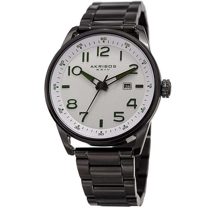 Akribos Xxiv Mens Black Strap Watch-a-956ss