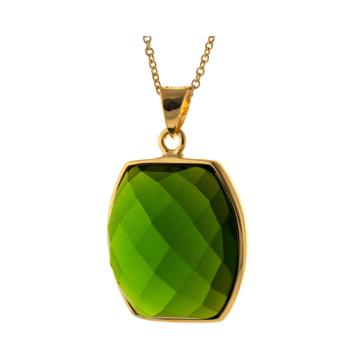 Athra Green Stone Hexagon Pendant Necklace