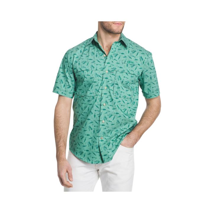 Izod Saltwater Surfcaster Short Sleeve Button-front Shirt