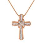 1/10 Ct. T.w. Diamond 14k Rose Gold Over Sterling Silver Cross Pendant Necklace