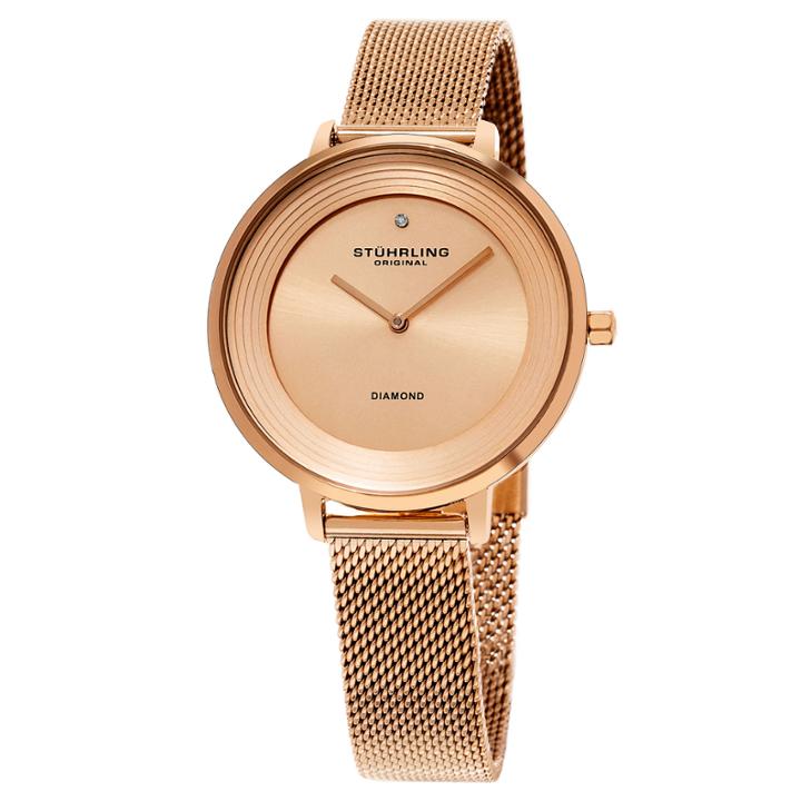 Stuhrling Womens Rose Goldtone Strap Watch-sp15765