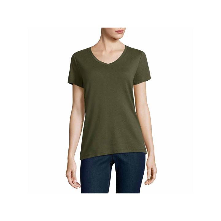 St. John's Bay Short Sleeve V Neck T-shirt-womens Talls