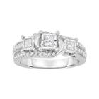 Trumiracle 3/4 Ct. T.w. Diamond 10k White Gold Princess-cut 3-stone Bridal Ring