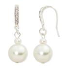 Vieste Black Simulated Pearl And Crystal Silver-tone Drop Earrings