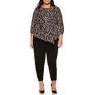 Alyx 3/4 Sleeve Lace Printed Blouse With Necklace-plus