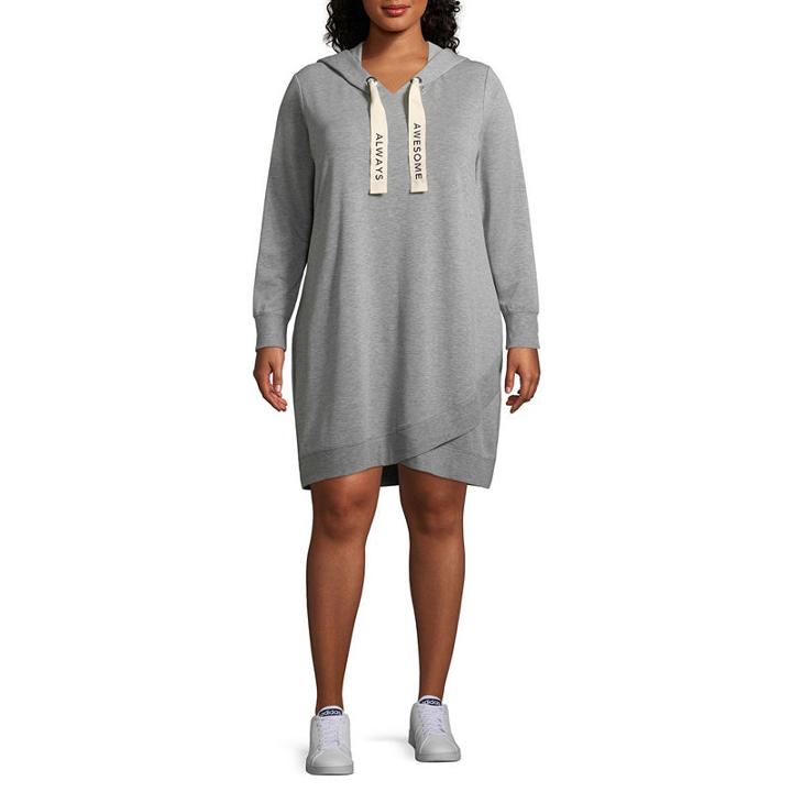 Xersion Long Sleeve Sweatshirt Dress-plus