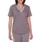 Alfred Dunner Acadia Short-sleeve Beaded-yoke Top