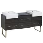 73.5-in. W Floor Mount Dawn Grey Vanity Set For 3h8-in. Drilling Black Galaxy Top