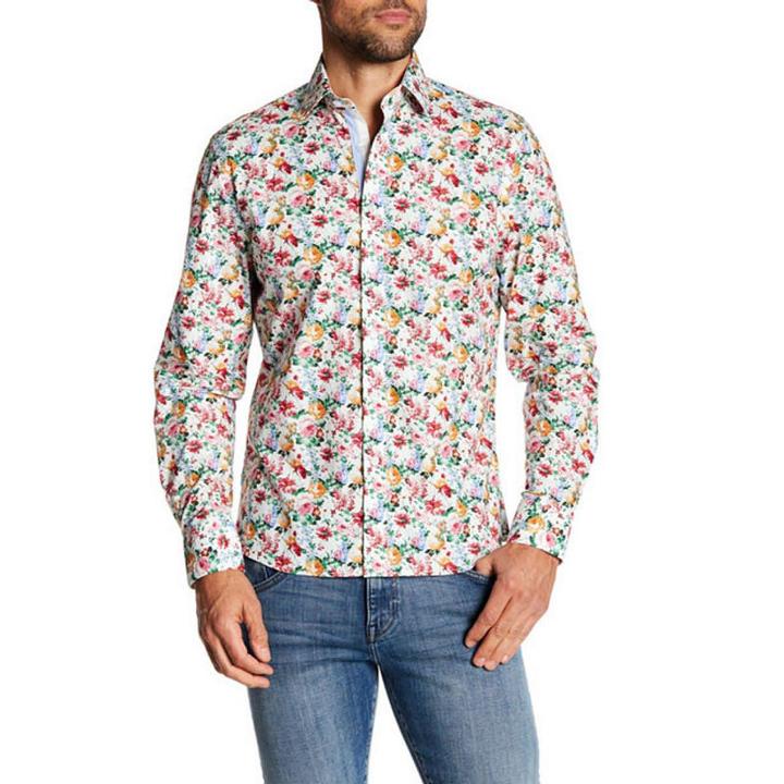 Tr Premium Light Floral Pattern Slim Fit Dress Shirt
