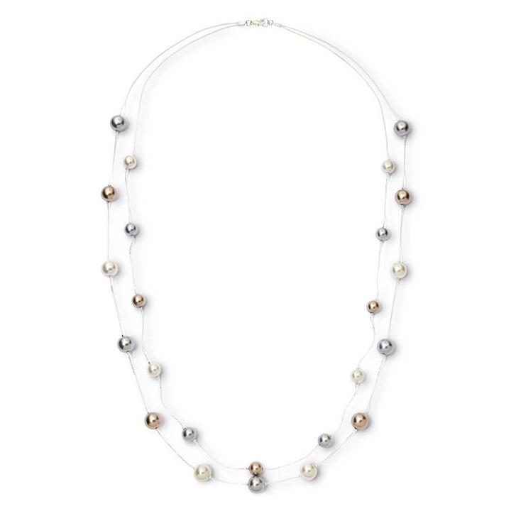 Vieste Rosa Womens Simulated Pearls Round Illusion Necklace