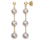 White Pearl 10k Gold Drop Earrings