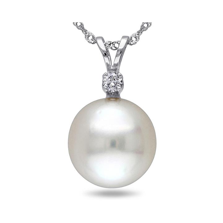 Genuine South Sea Pearl And Diamond Accent Pendant