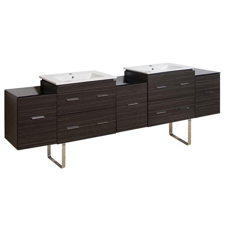 88.5-in. W Floor Mount Dawn Grey Vanity Set For 1hole Drilling