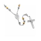 Two-tone Stainless Steel Rosary Cross Pendant Necklace