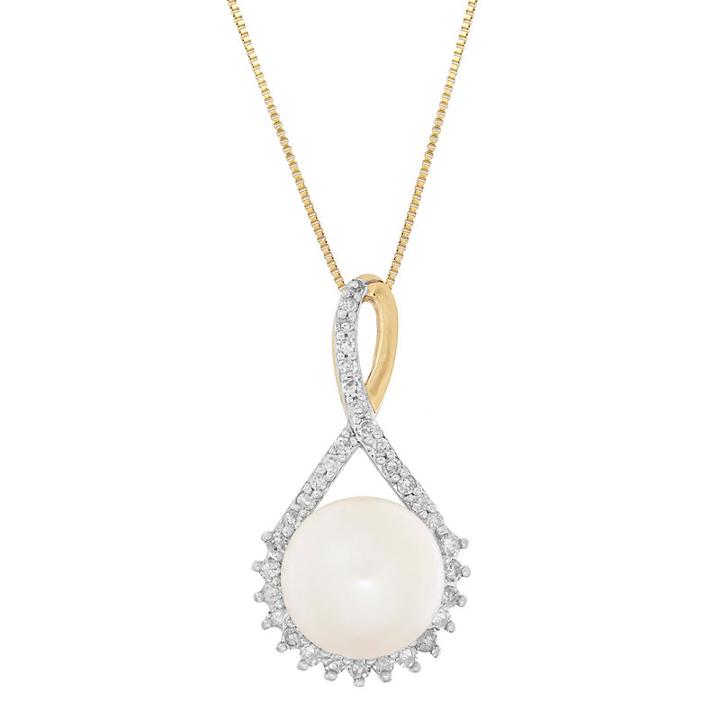 Sofia Womens 1/10 Ct. T.w. White Pearl 10k Gold Pendant Necklace