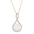 Sofia Womens 1/10 Ct. T.w. White Pearl 10k Gold Pendant Necklace