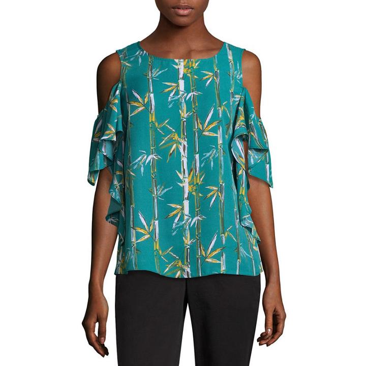 Worthington Flounce Cold Shoulder Top - Tall