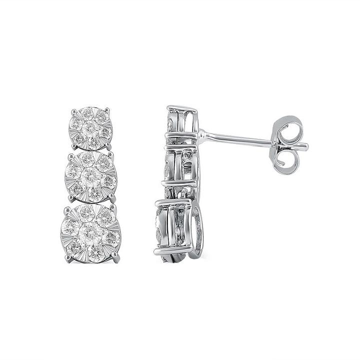 Diamond Blossom 1/2 Ct. T.w. Genuine White Diamond Drop Earrings