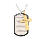 Mens Two-tone Stainless Steel Diamond-accent Lords Prayer Cross Pendant Necklace