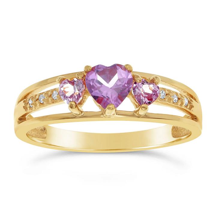 Womens Diamond Accent Lab Created Purple 14k Gold Over Silver Cocktail Ring