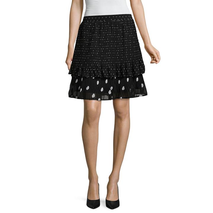 Worthington Dots Woven Pleated Skirt