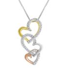1/10 Ct. T.w. Diamond Tri-tone Triple-heart Pendant Necklace