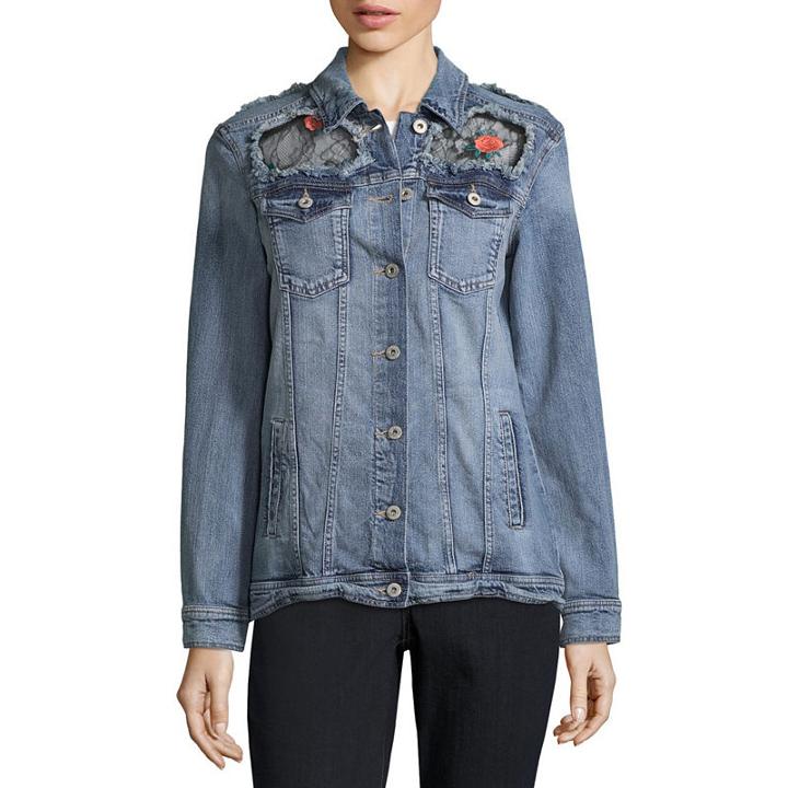 Arizona Lace Patch Denim Jacket-juniors