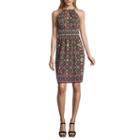 London Times Sleeveless Floral A-line Dress-petites