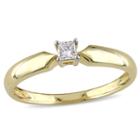 Womens 1/10 Ct. T.w. Princess White Diamond 10k Gold Solitaire Ring