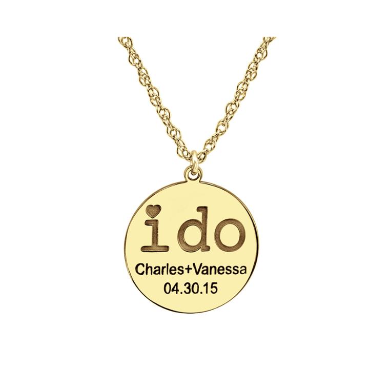 Personalized I Do Couples Pendant Necklace