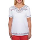 Alfred Dunner Sun City Short Sleeve Split Crew Neck T-shirt-womens