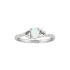 Womens White Opal Sterling Silver Solitaire Ring