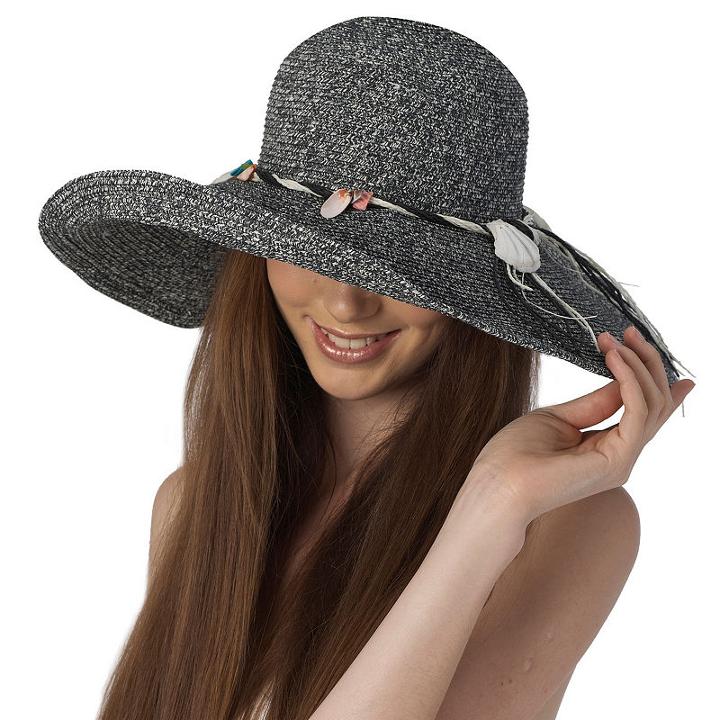 Phistic Women's Navy Sun Hat With Shell Trim