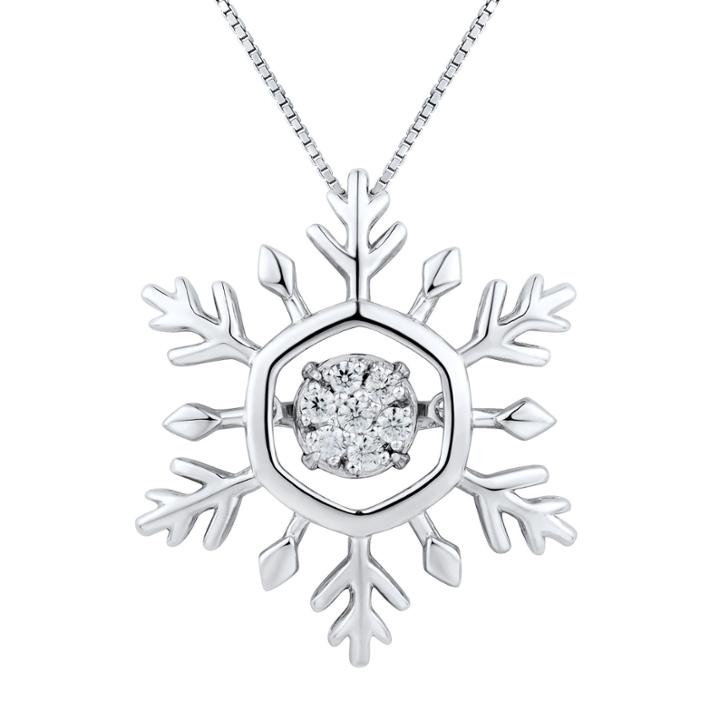 1/10 Ct. T.w. Diamond Sterling Silver Snowflake Pendant Necklace