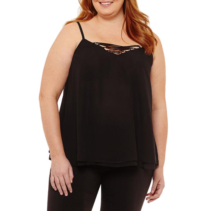 Worthington Lace Up Woven Camisole-plus