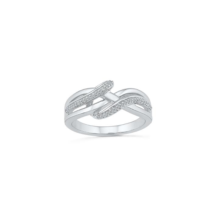 Womens 1/10 Ct. T.w. Genuine White Diamond Sterling Silver Crossover Ring