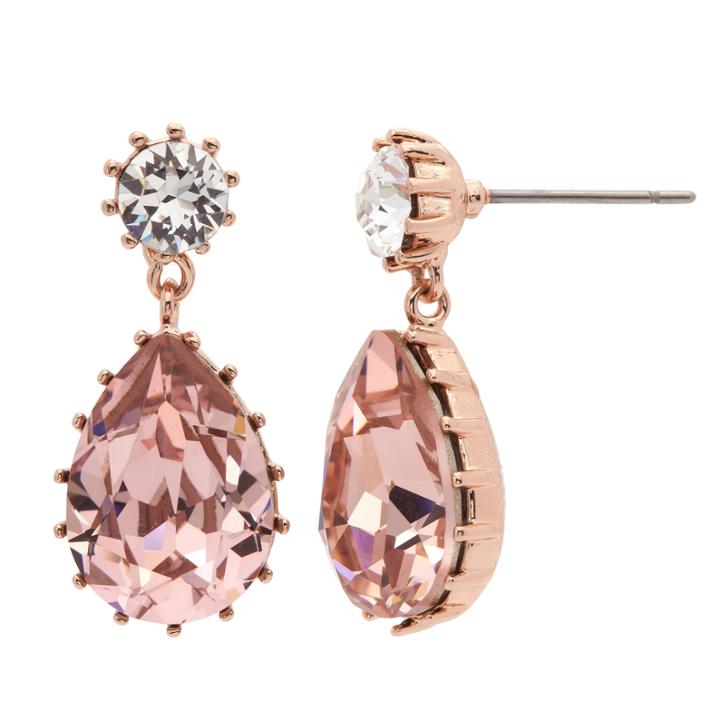 Sparkle Allure Rose Gold Tone Pear Shaped Swarovski Crystal Drop Earrings