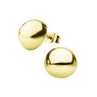 Stainless Steel And Yellow Ip 12mm Hollow Button Stud Earrings